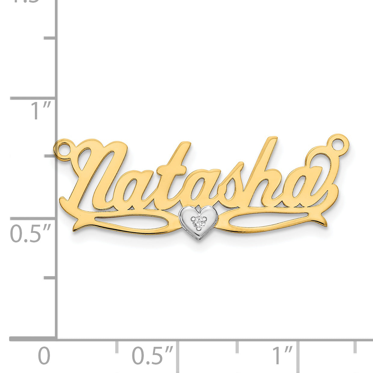 14KY Two-tone 3D with Heart Diamond Name Plate