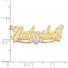 14KY Two-tone 3D with Heart Diamond Name Plate