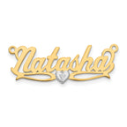14KY Two-tone 3D with Heart Diamond Name Plate