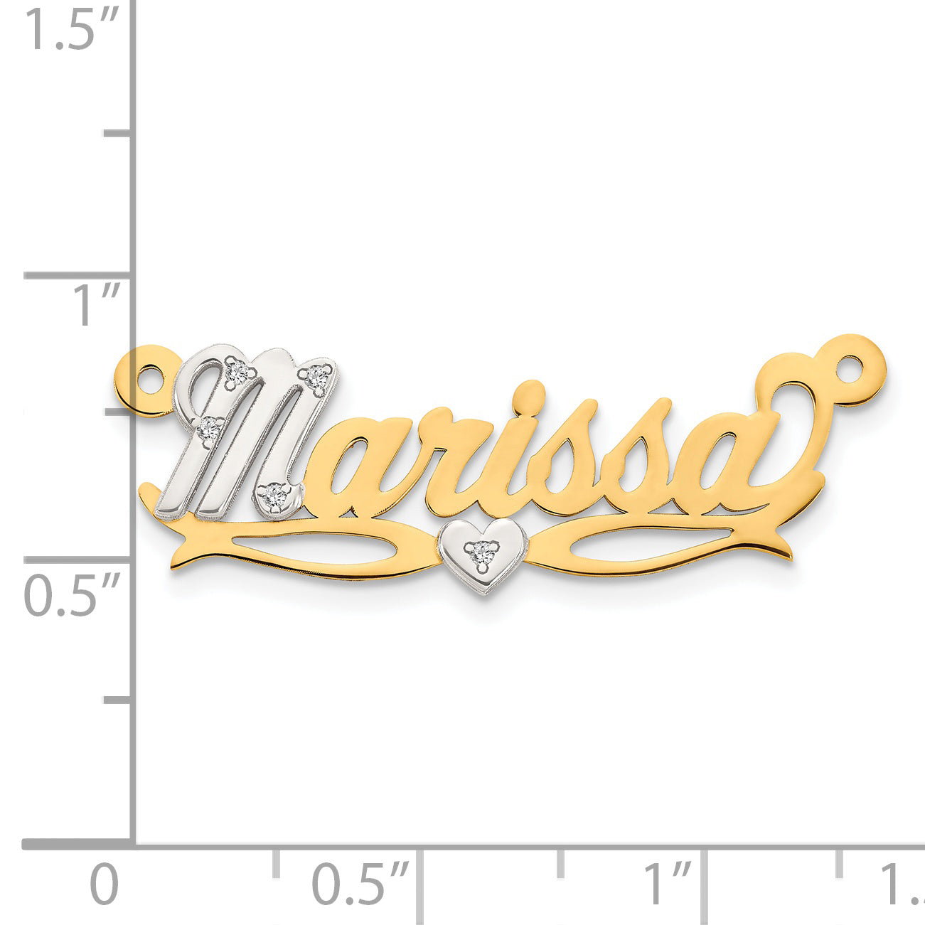 14KY Two-tone 3D with Heart Diamond Name Plate Secondary image