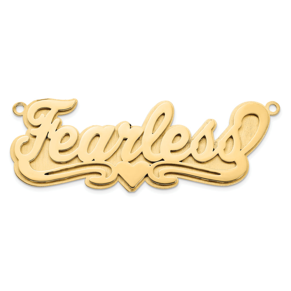 14KY 3D Polished Heart Name Plate