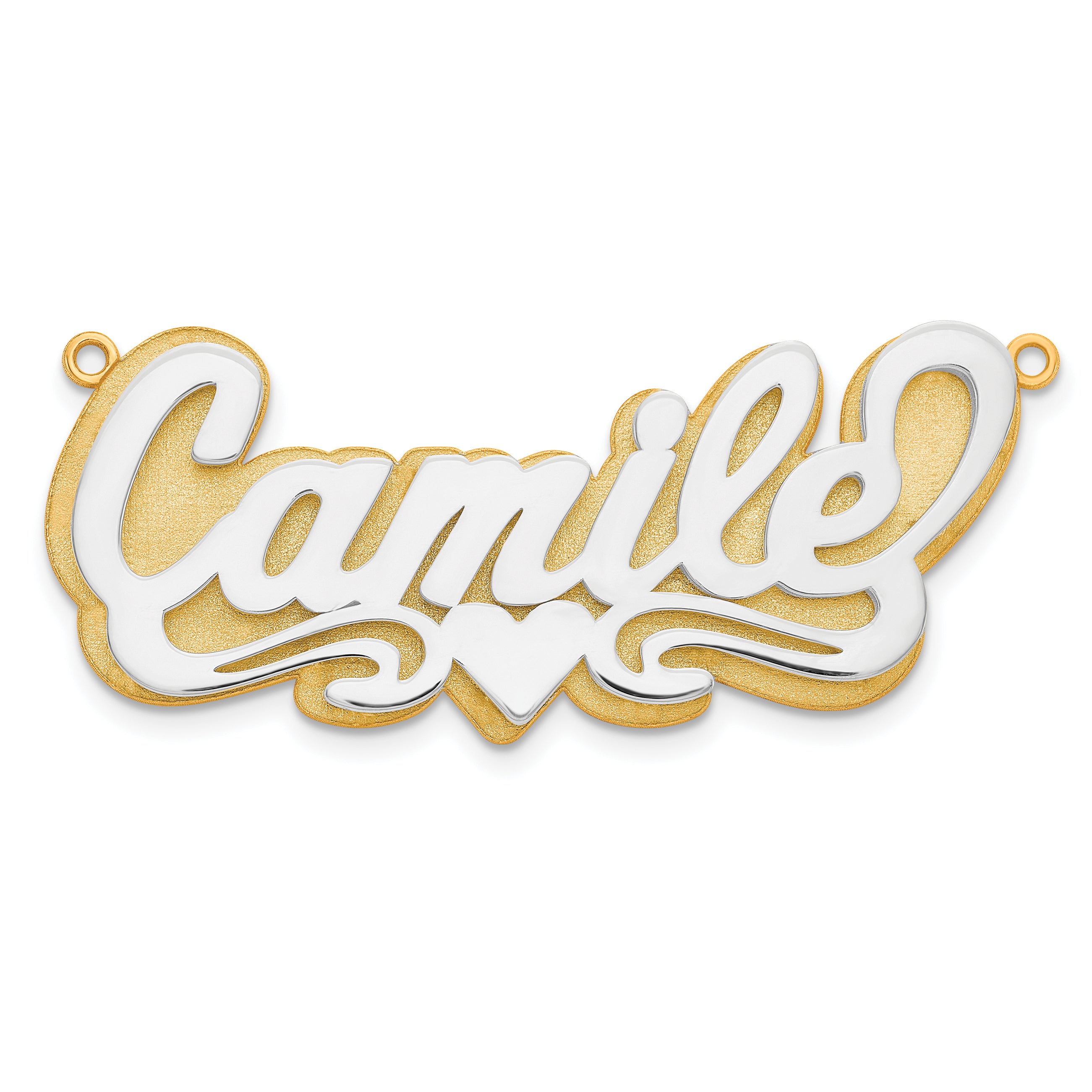 14K 3D Two-tone Polished Name Plate