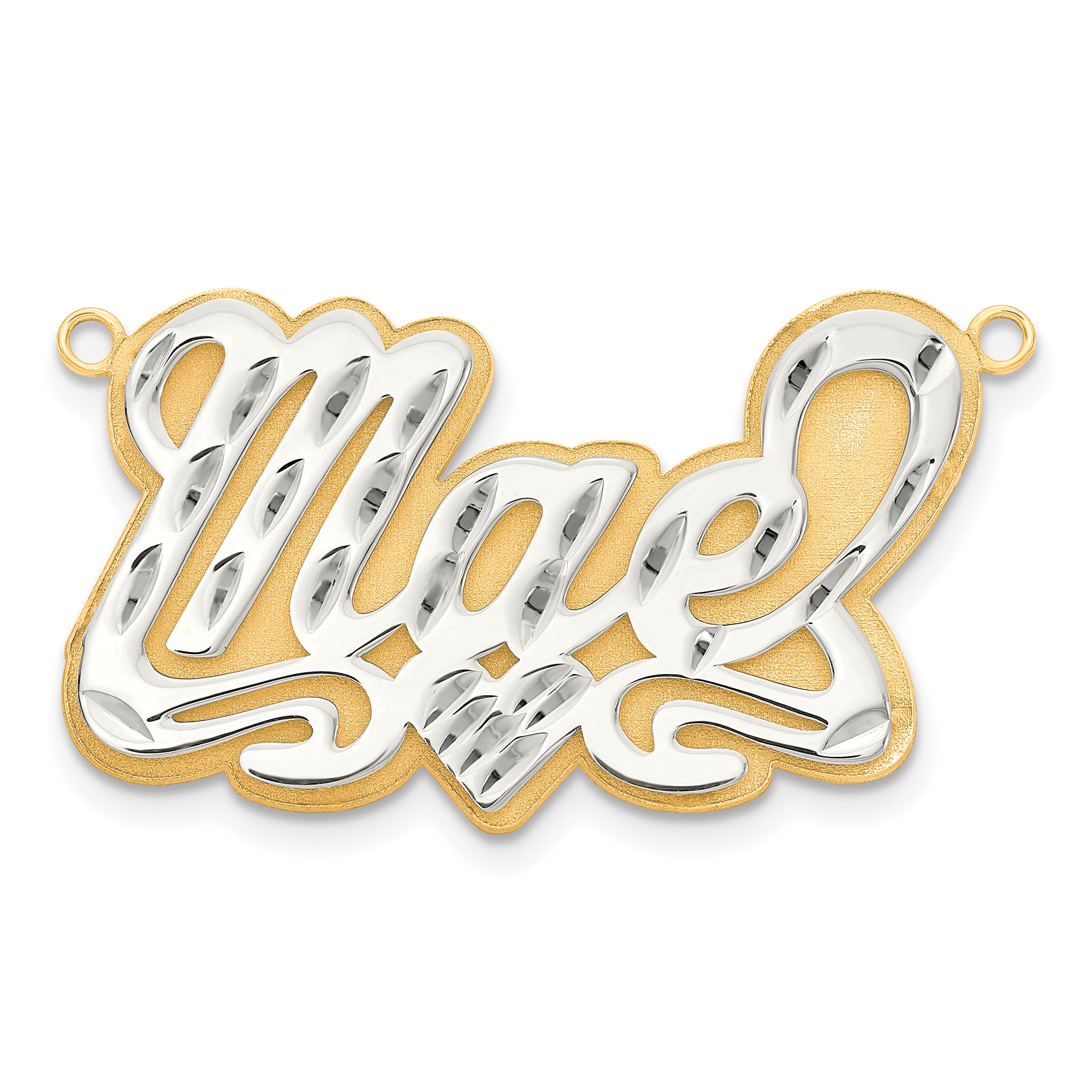 14K 3D Two-tone Diamond-cut Name Plate Secondary image