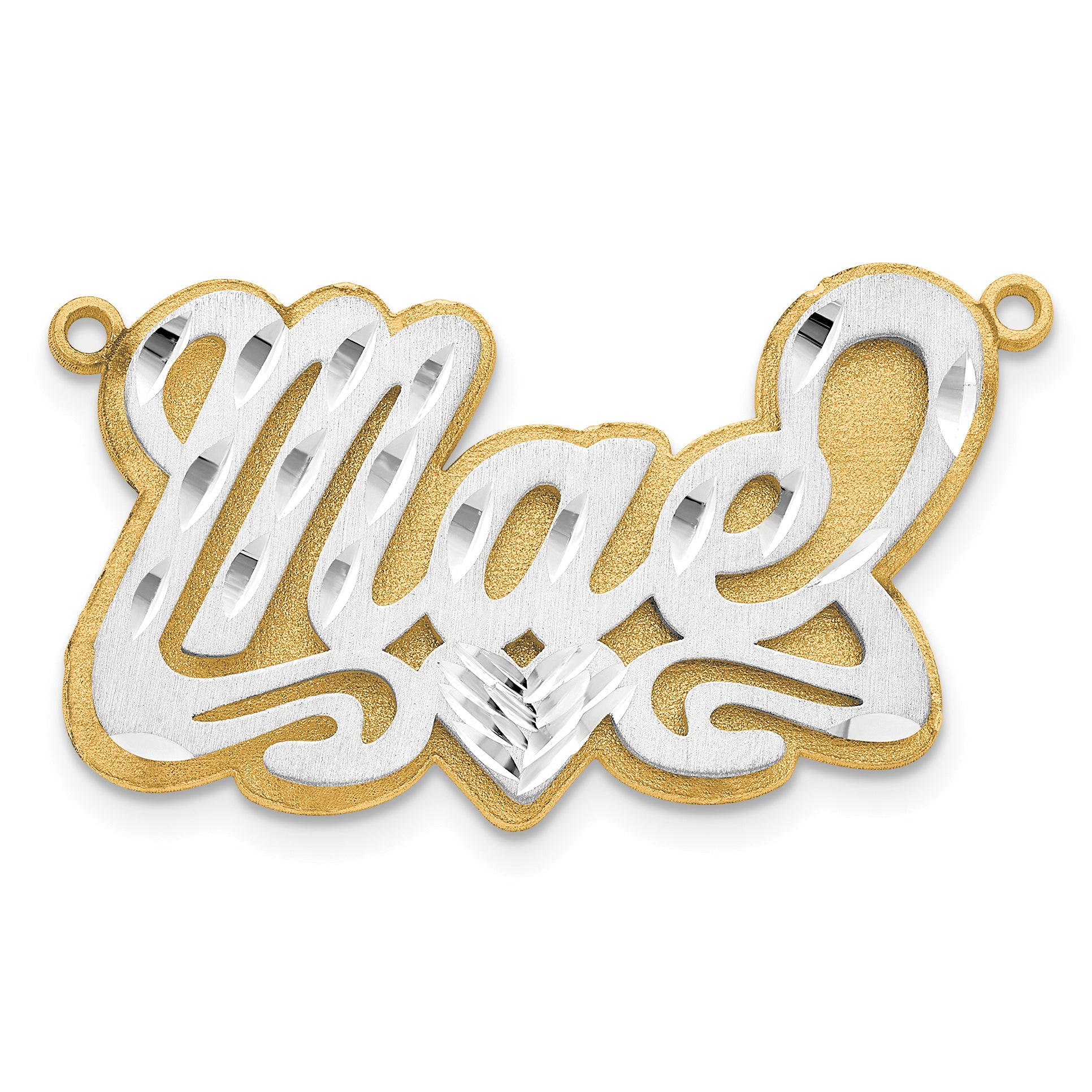 14K 3D Two-tone Satin Diamond-cut Name Plate Secondary image