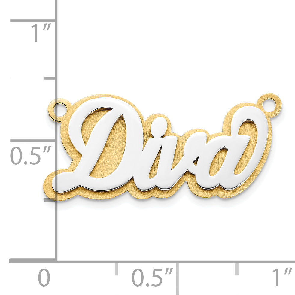 14K 3D Two-tone Polished Name Plate