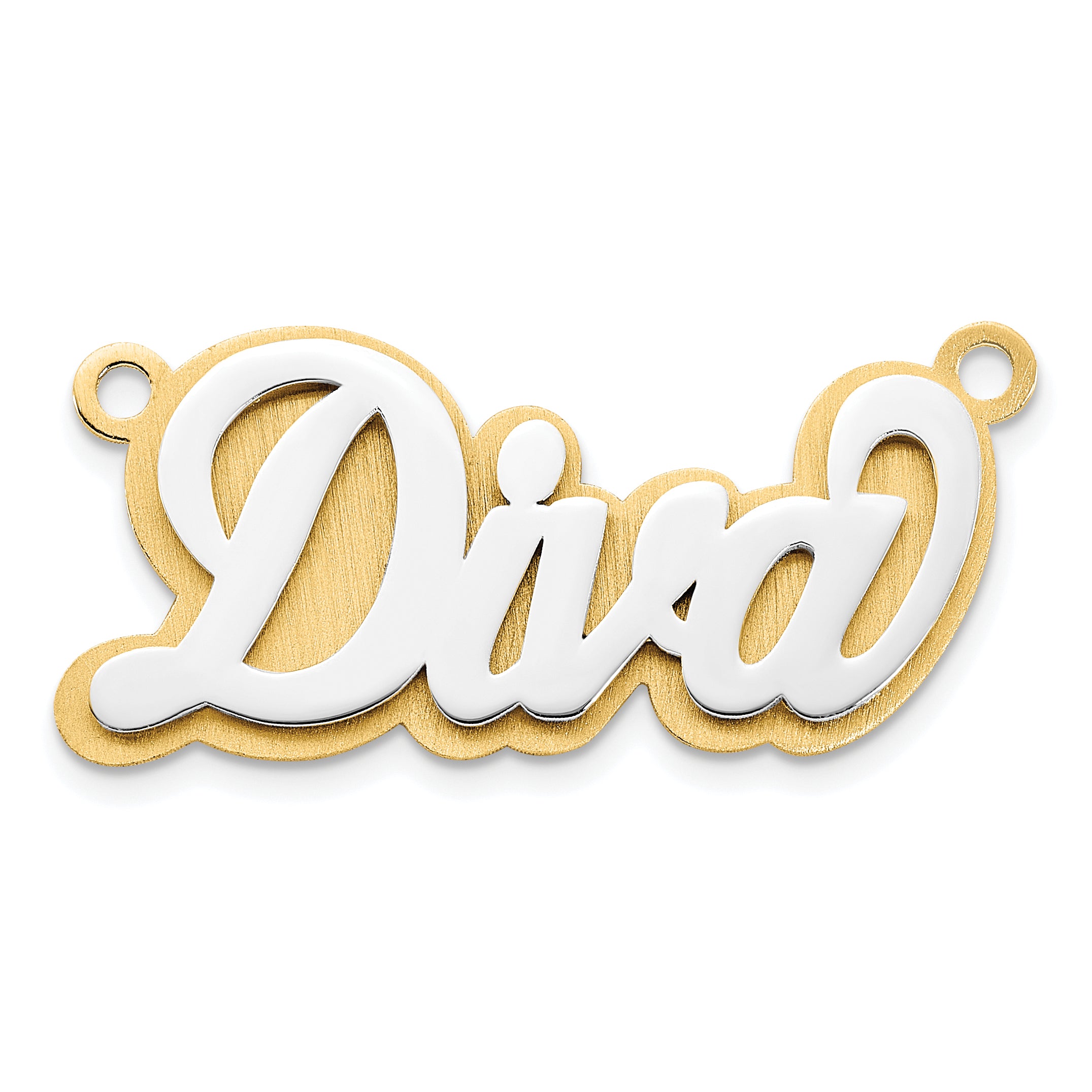 14K 3D Two-tone Polished Name Plate Main image