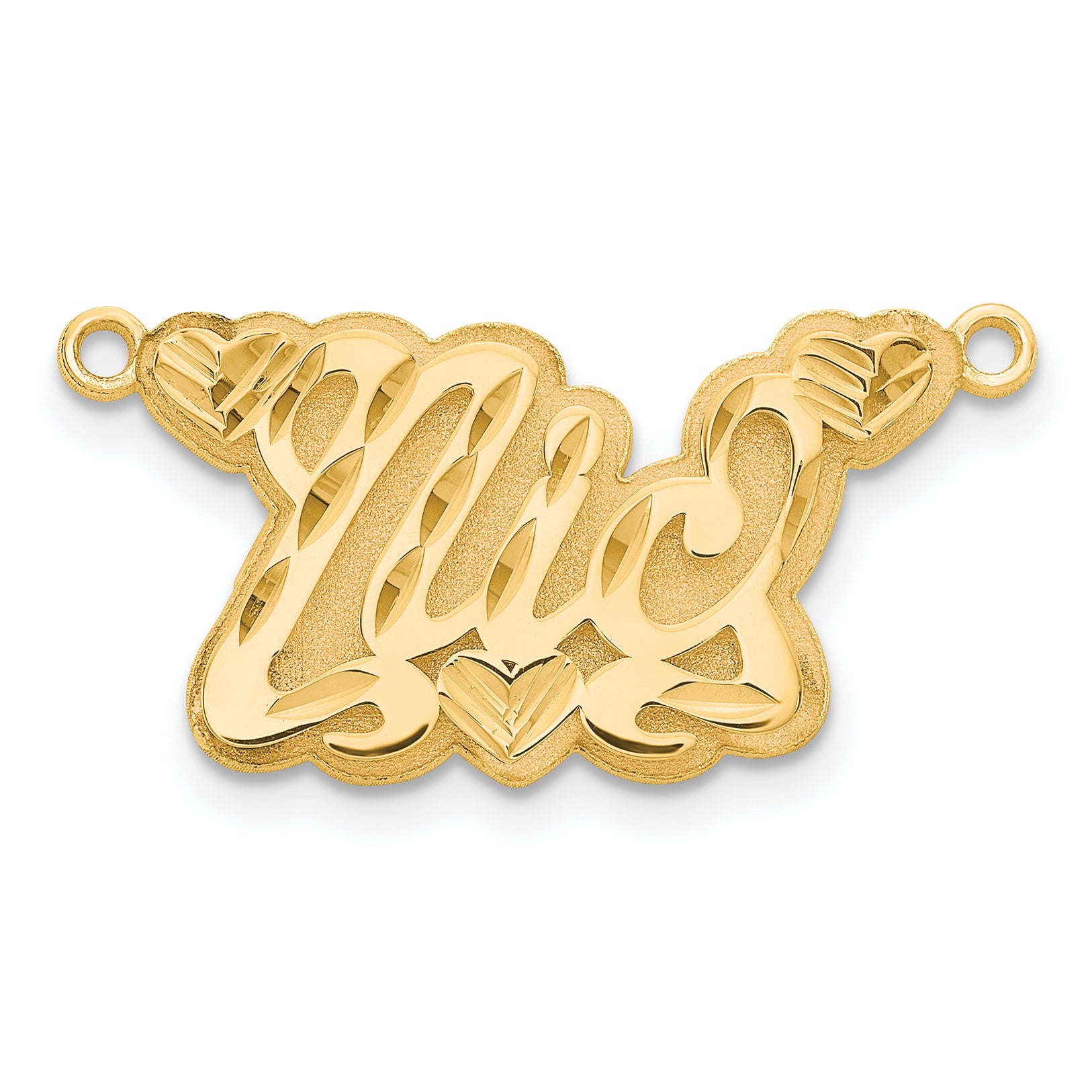 14KY 3D Diamond-cut Hearts Name Plate Secondary image