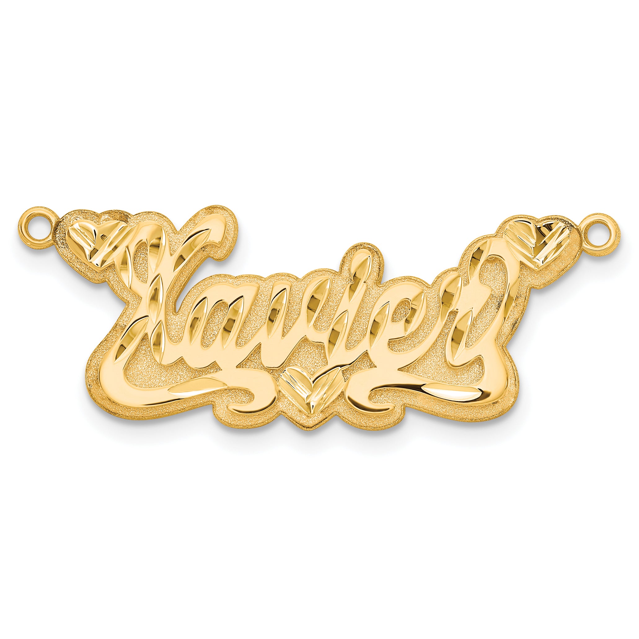 14KY 3D Diamond-cut Hearts Name Plate Main image