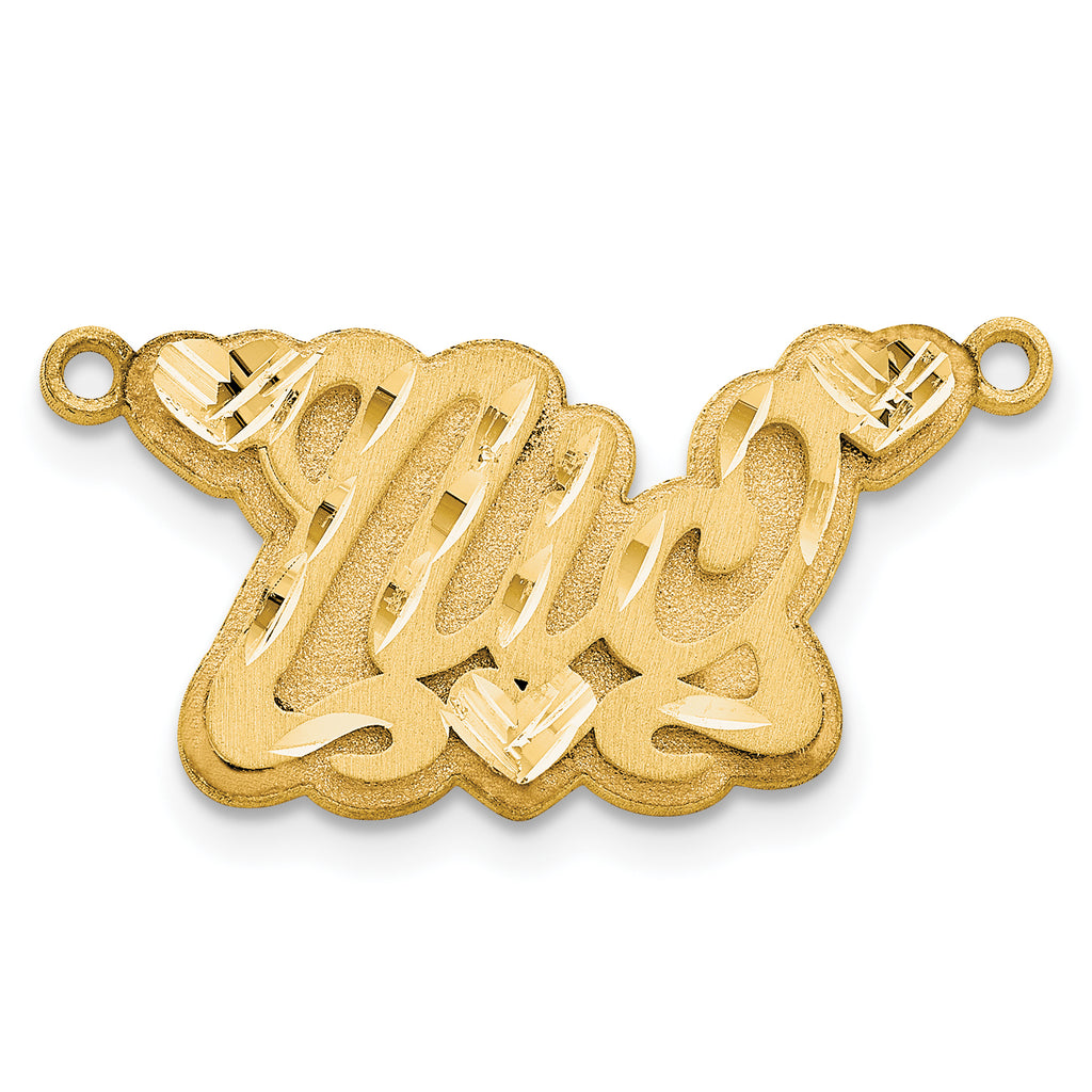 14KY 3D Satin Diamond-cut Hearts Name Plate