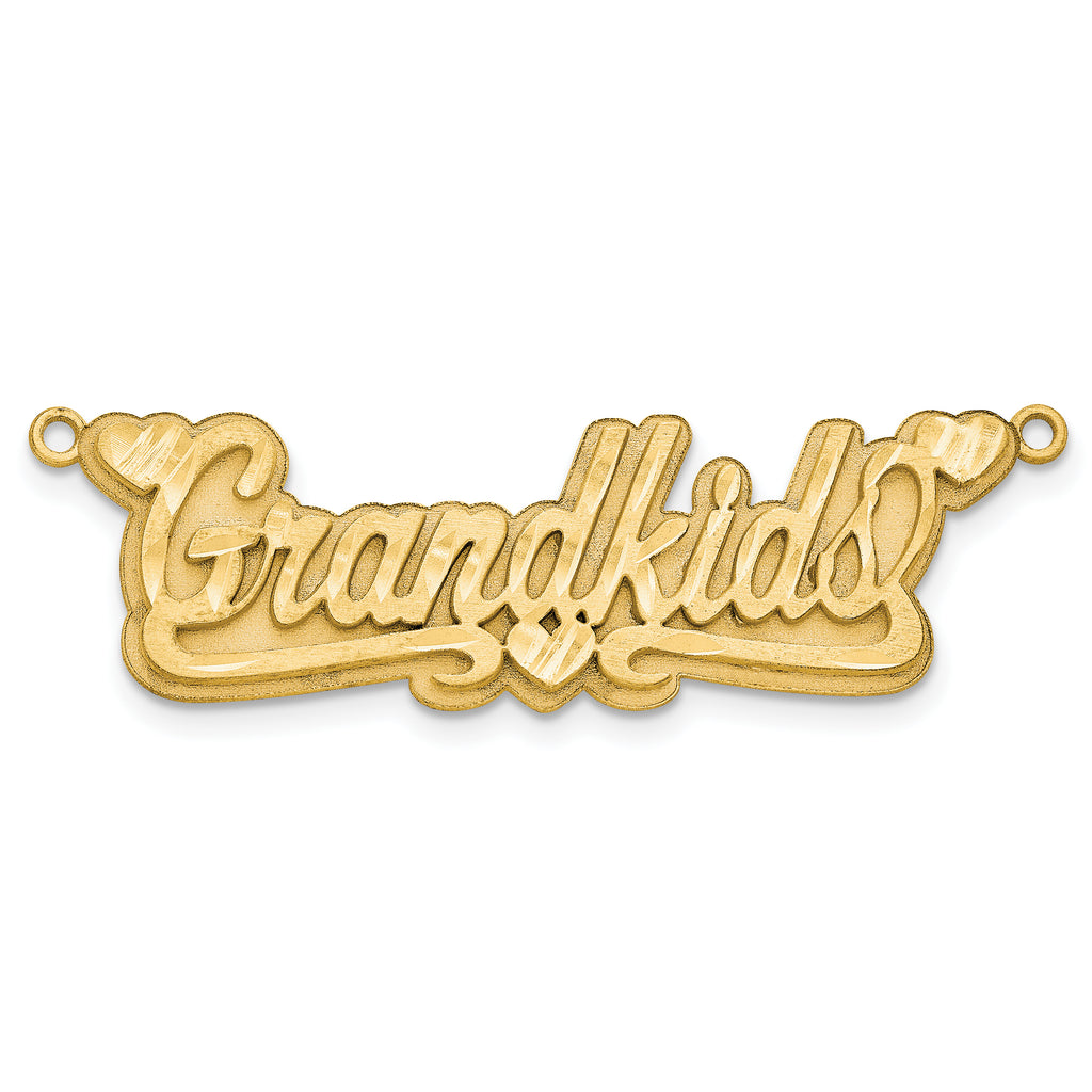 14KY 3D Satin Diamond-cut Hearts Name Plate