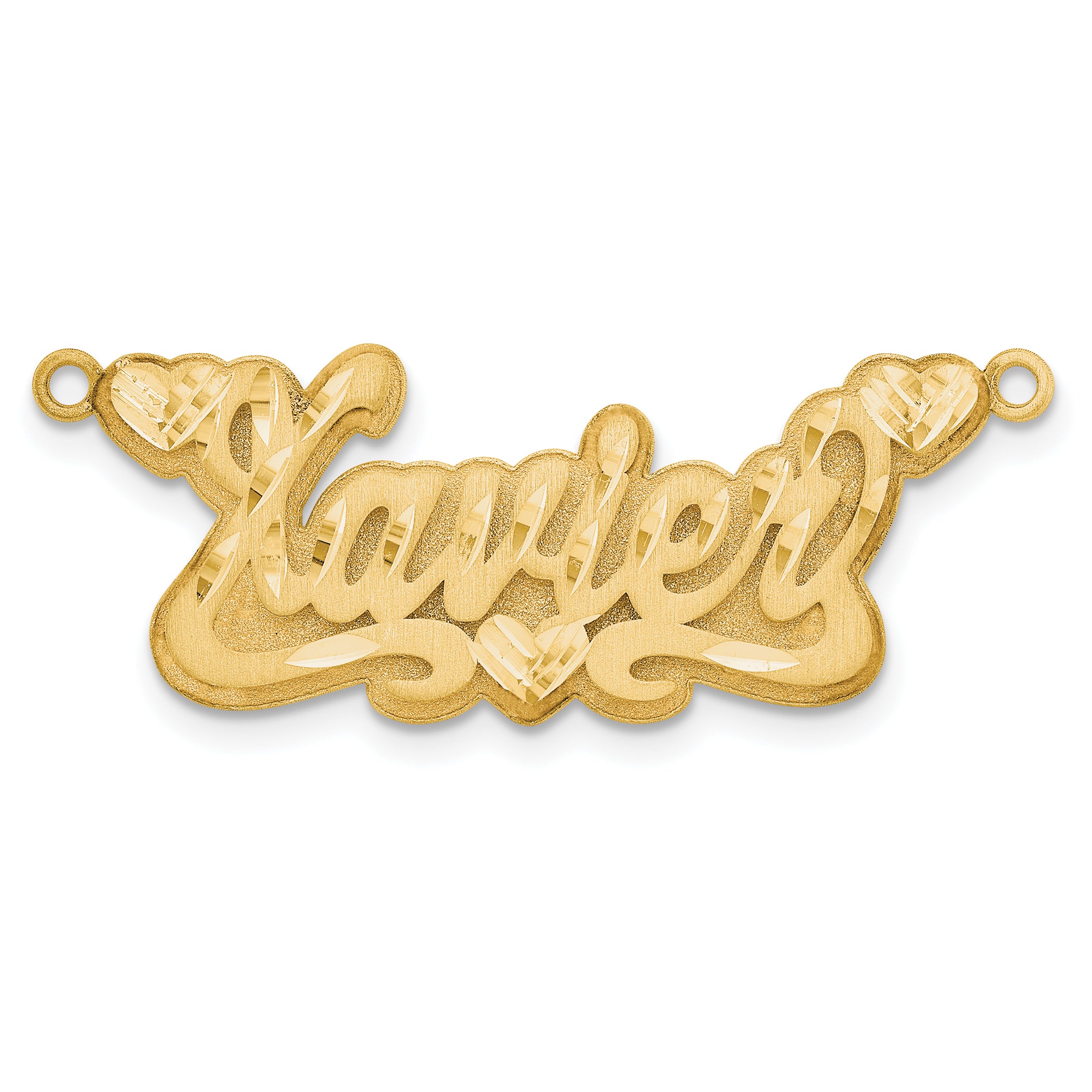14KY 3D Satin Diamond-cut Hearts Name Plate Main image