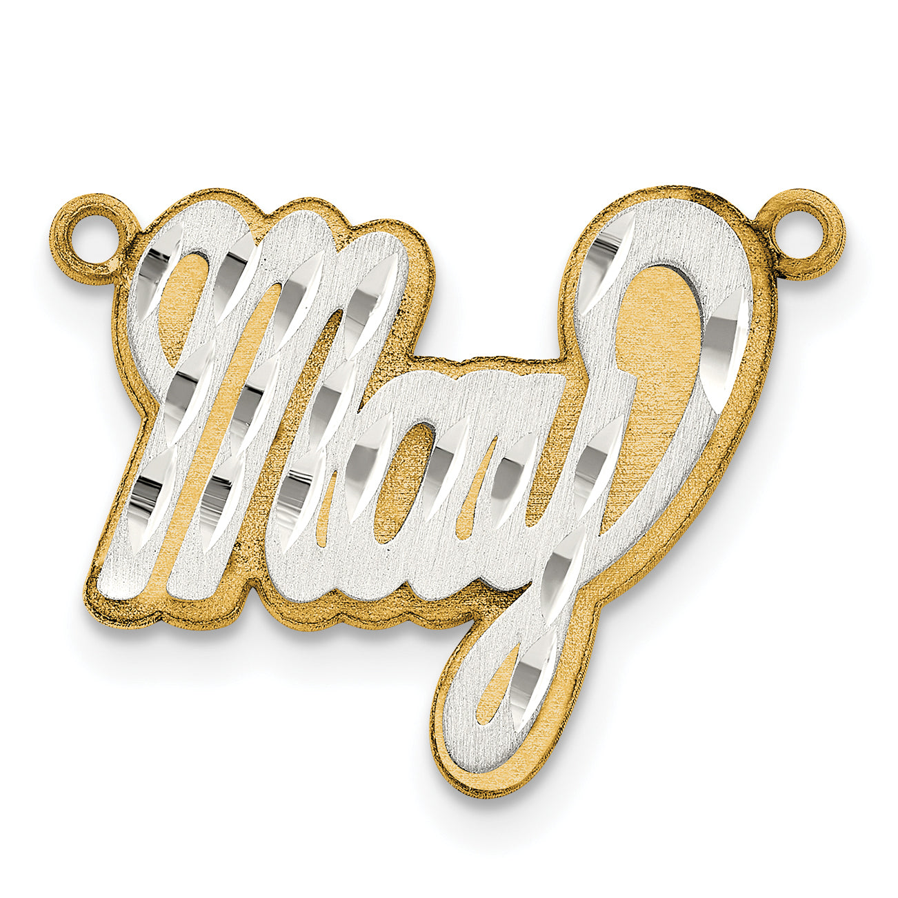 14K 3D Two-tone Satin Diamond-cut Name Plate Secondary image