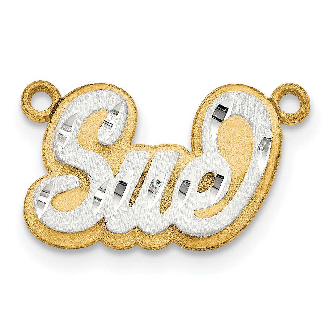 14K 3D Two-tone Satin Diamond-cut Name Plate Secondary image