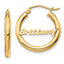 14K Small Polished and Diamond Cut Name Plate Hoop Earrings