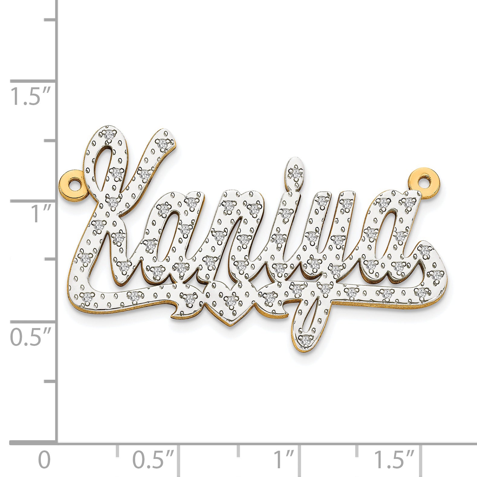 14KY and Rhodium 3D Diamond with Heart Name Plate Secondary image