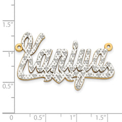 14KY and Rhodium 3D Diamond with Heart Name Plate