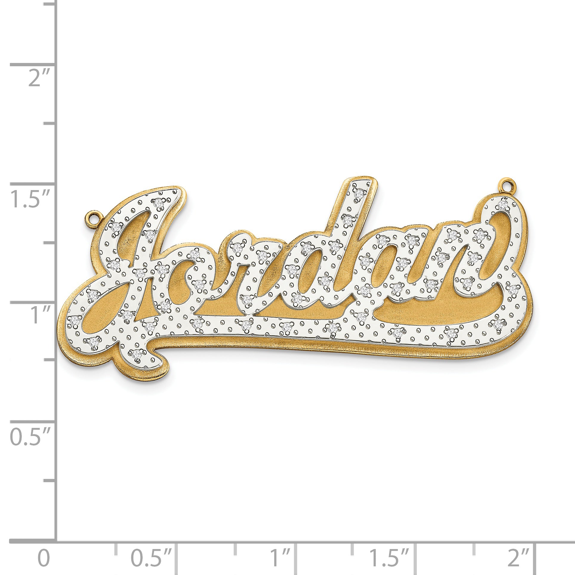 14KY and Rhodium 3D Diamond Name Plate Secondary image