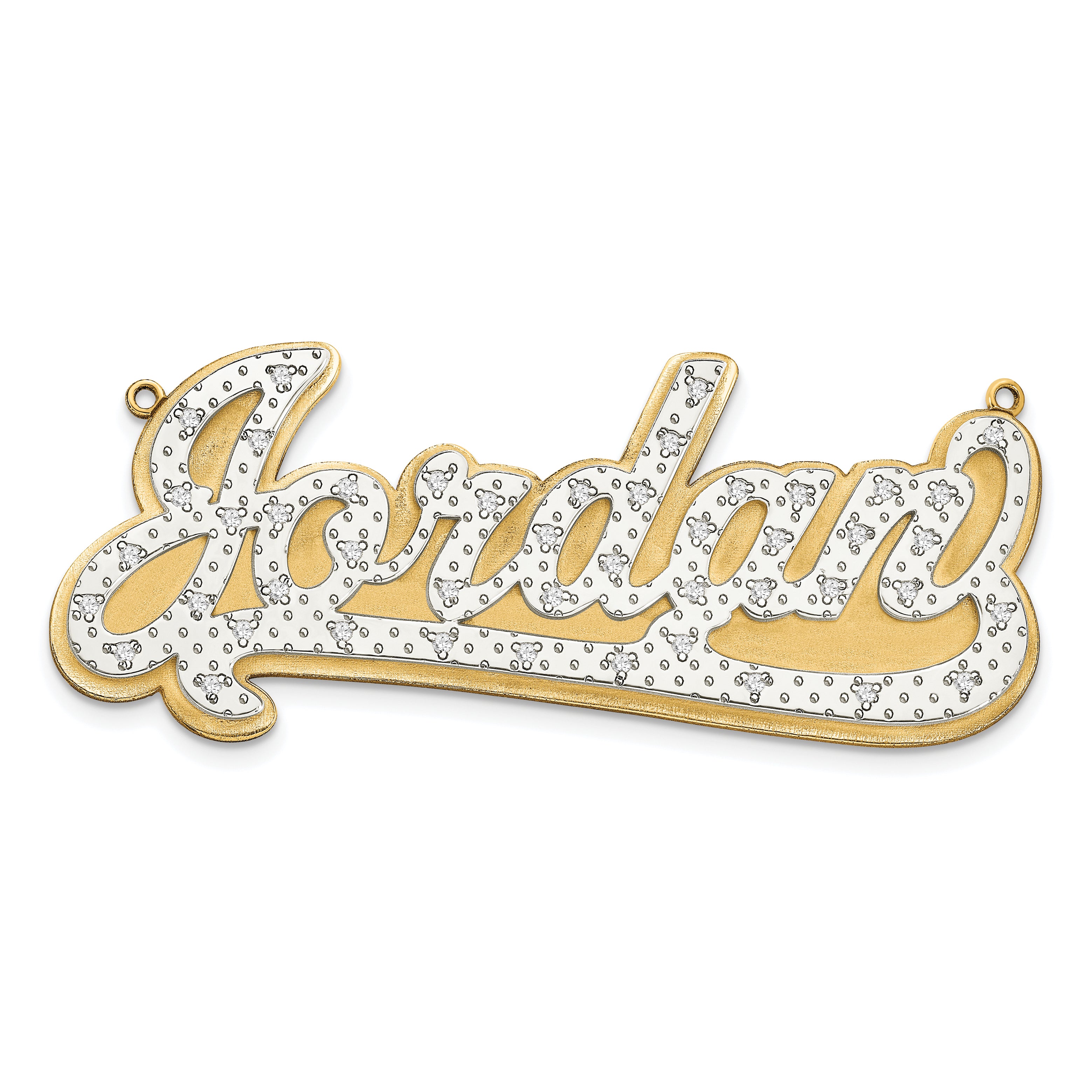 14KY and Rhodium 3D Diamond Name Plate