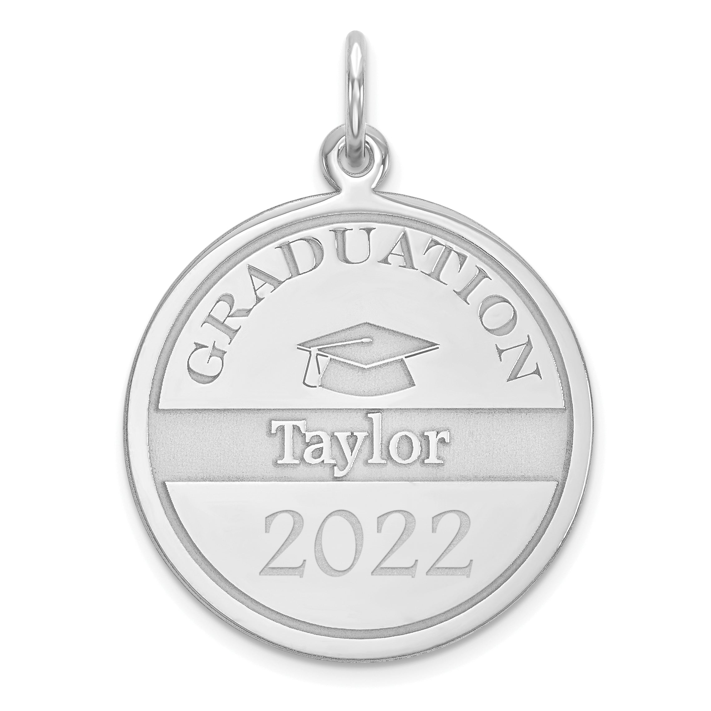 14k White Gold Personalized Graduation Charm Main image