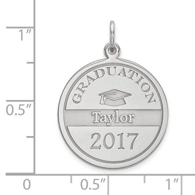 14k White Gold Personalized Graduation Charm Secondary image