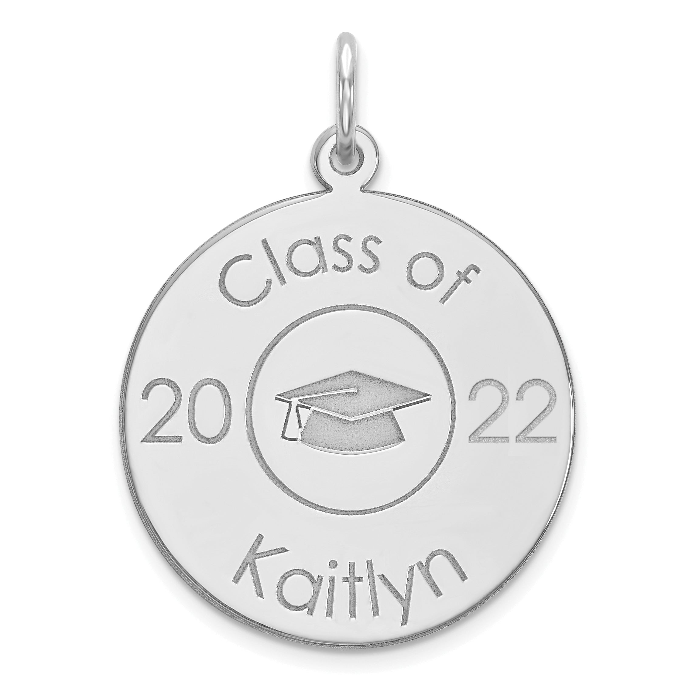 14k White Gold Personalized Graduation Charm Main image