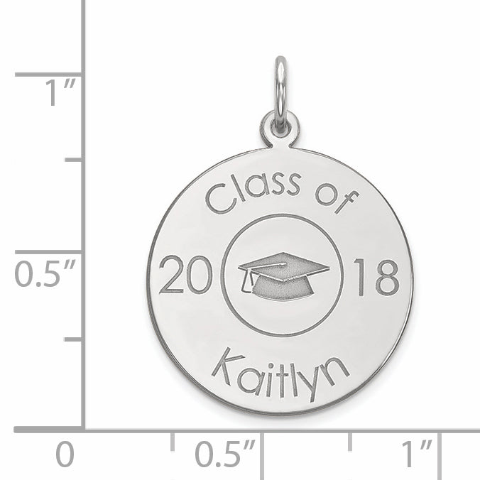 14k White Gold Personalized Graduation Charm Secondary image