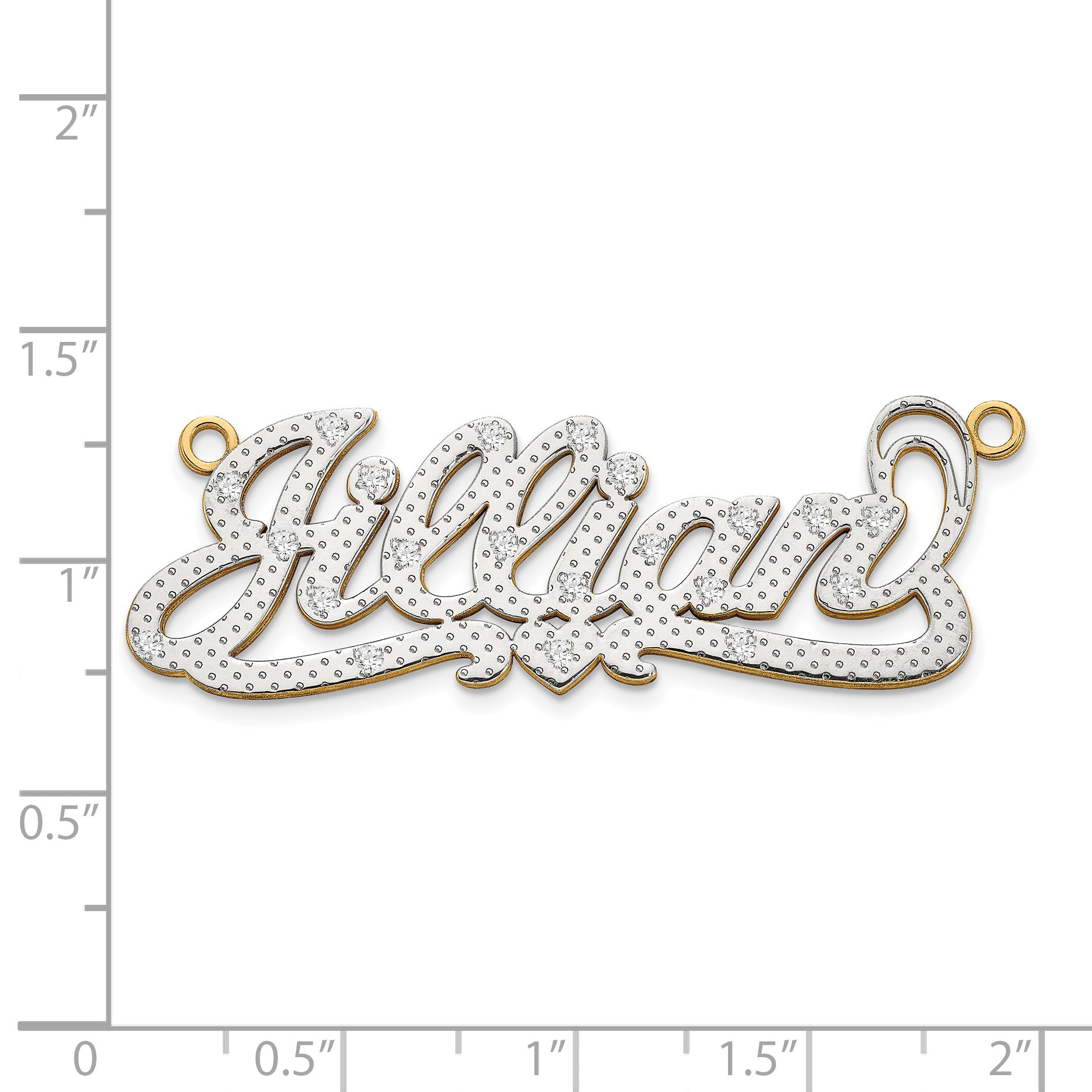 14KY and Rhodium 3D Diamond with Heart Name Plate Secondary image