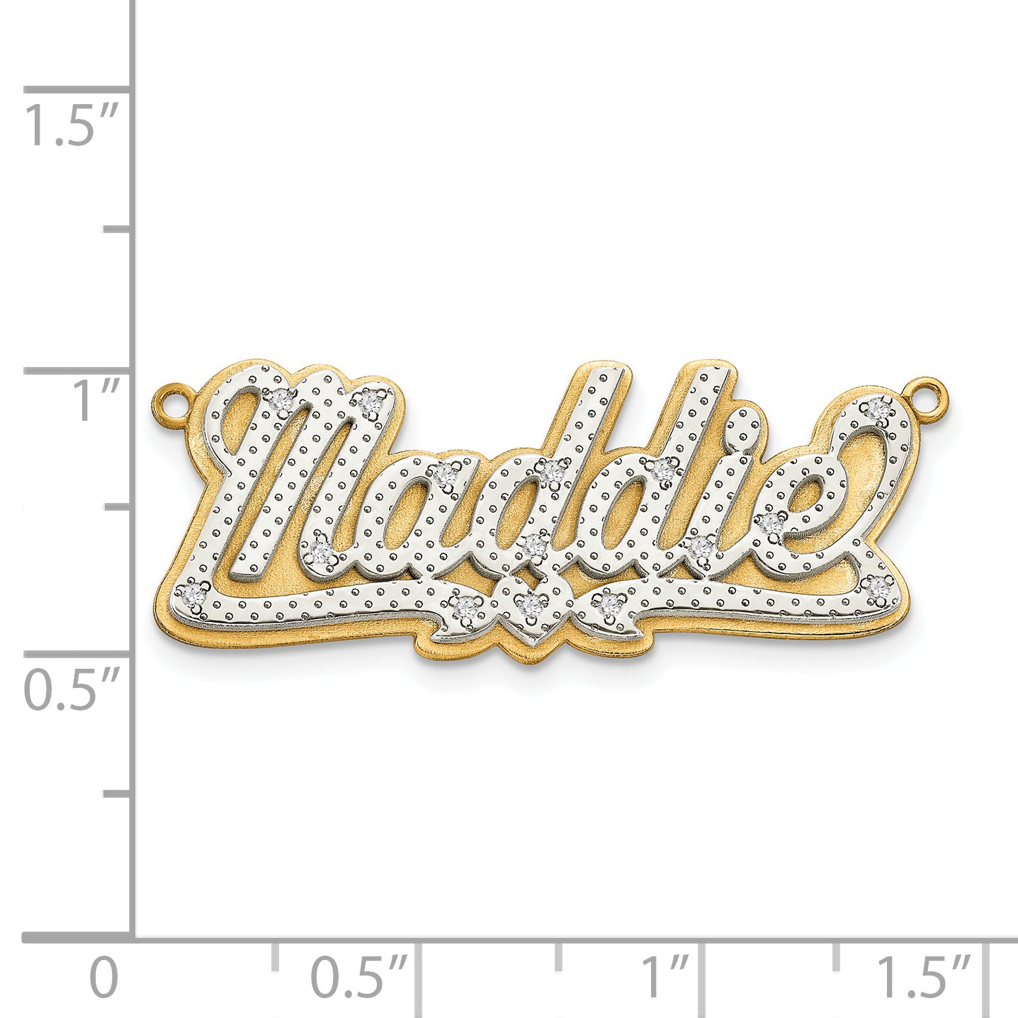 14KY and Rhodium 3D Diamond Name Plate Secondary image