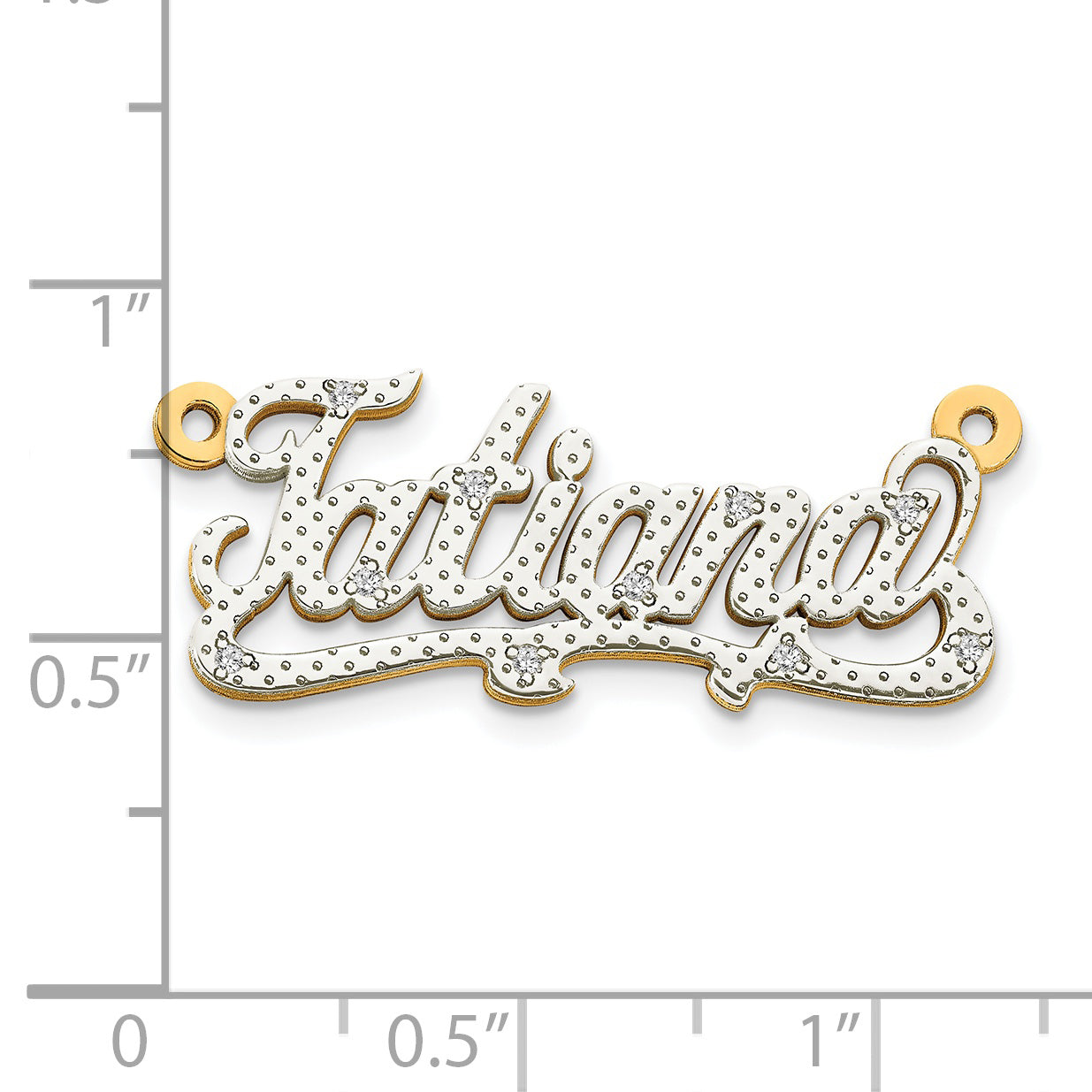 14KY and Rhodium 3D Diamond Name Plate