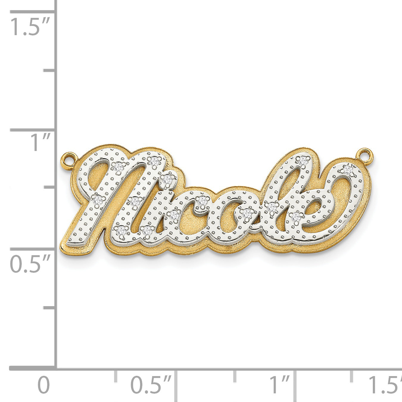 14KY and Rhodium 3D Diamond Name Plate Secondary image