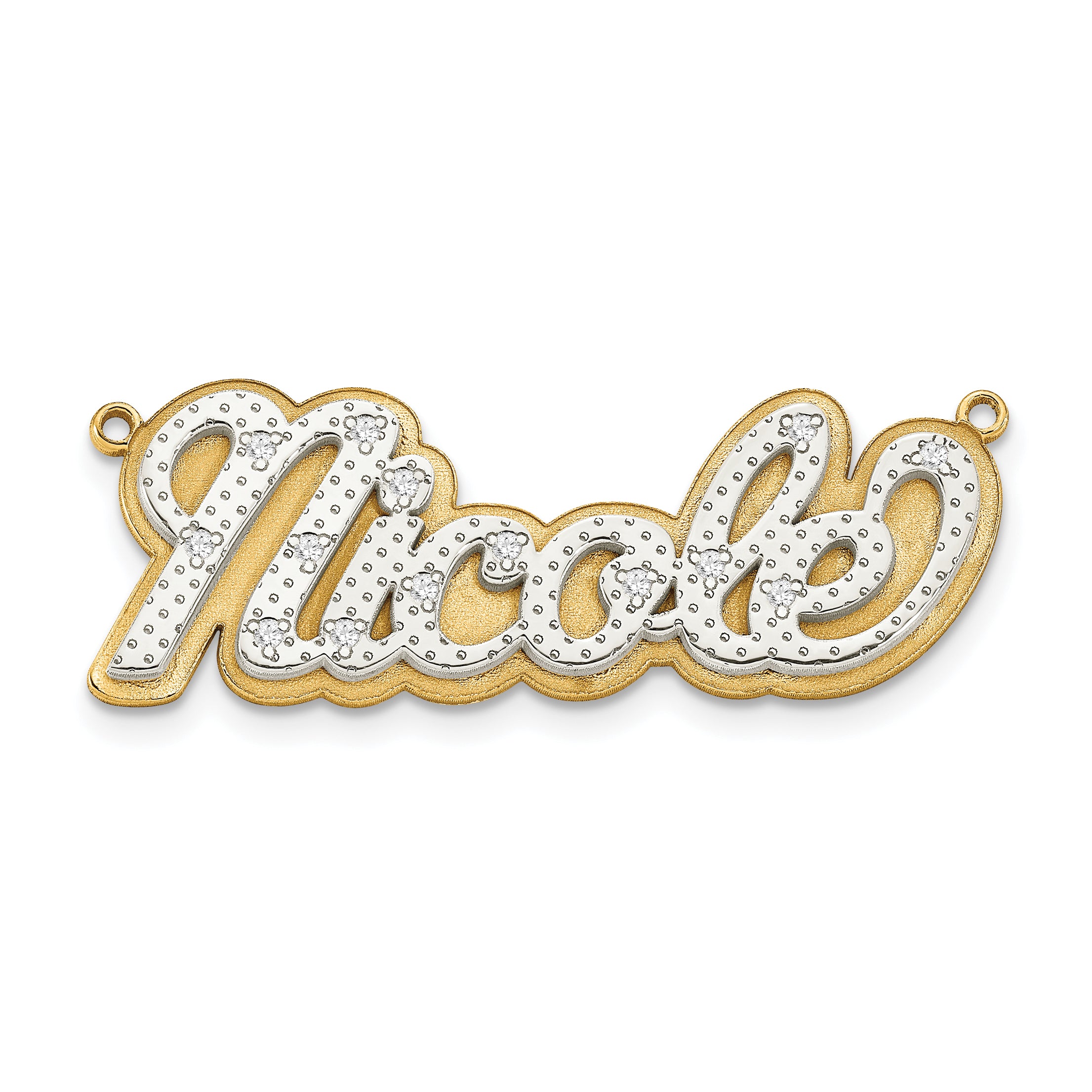 14KY and Rhodium 3D Diamond Name Plate