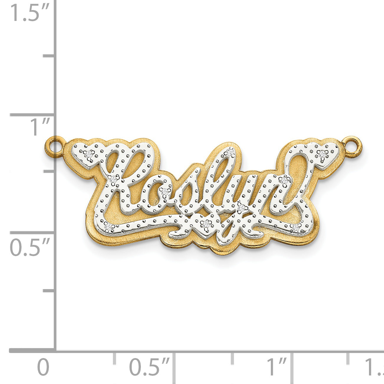 14KY and Rhodium 3D Diamond Name Plate Secondary image