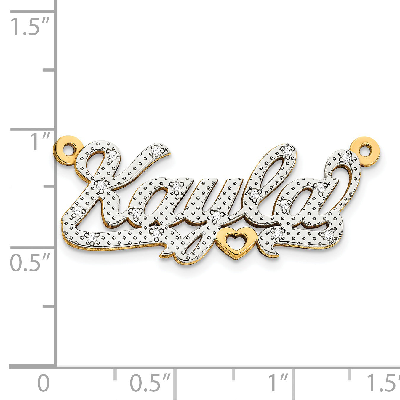 14KY and Rhodium 3D Diamond Name Plate Secondary image
