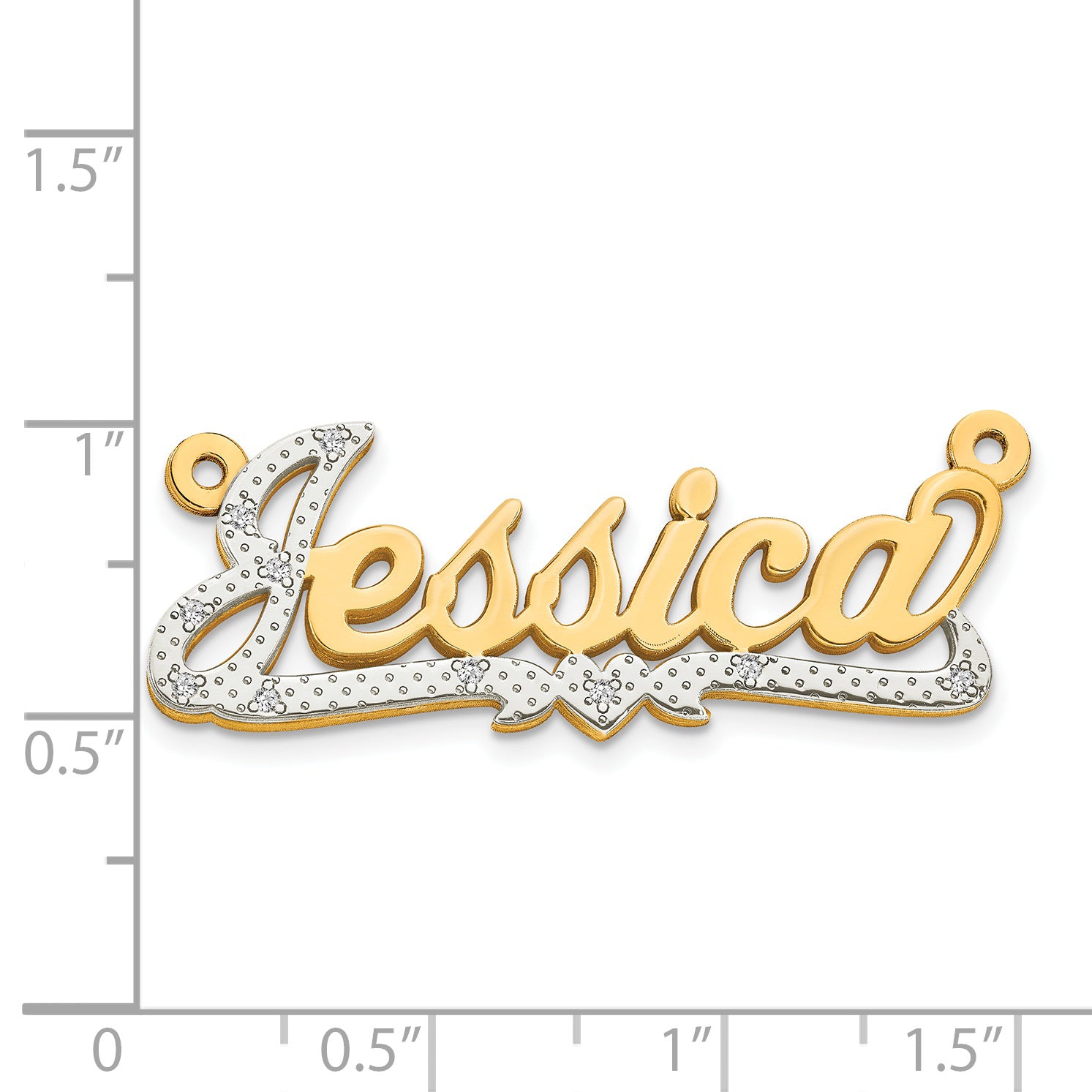 14KY and Rhodium 3D Diamond Name Plate Secondary image