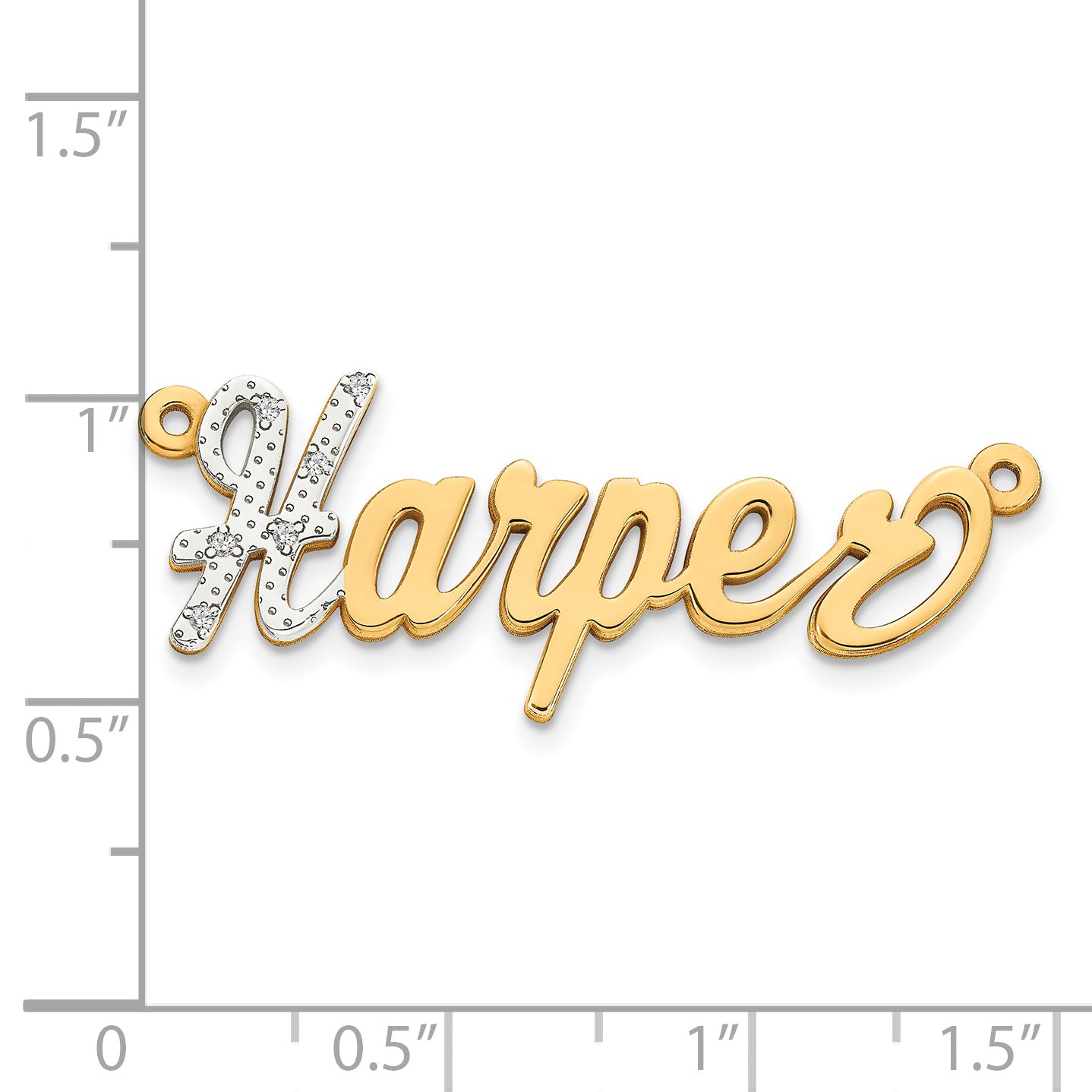 14KY and Rhodium 3D Diamond Name Plate Secondary image