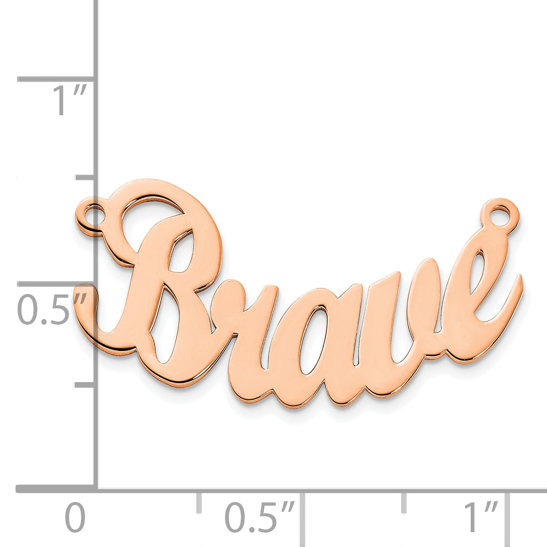 14K Rose Gold Polished Curved Script MT Font Name Plate Secondary image