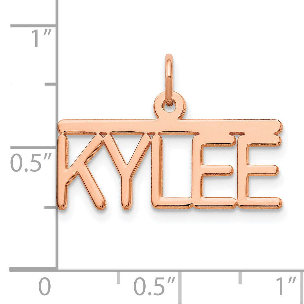 14K Rose Gold Polished Arial Rounded Font Name Plate Secondary image
