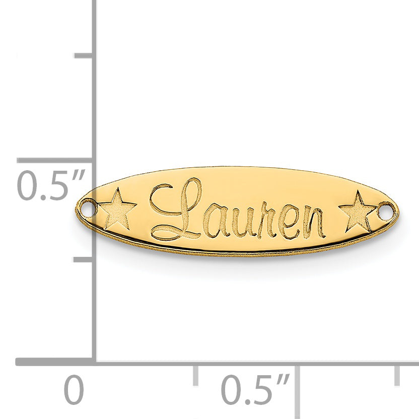 14K Small Oval with Stars Name Plate Secondary image