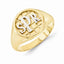 Gold Plated Sterling Silver Signet Ring with Rhodium Accents, Sizeable Elegance