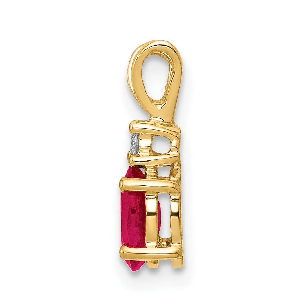 14k 6x4mm Oval Ruby AA Diamond pendant Secondary image