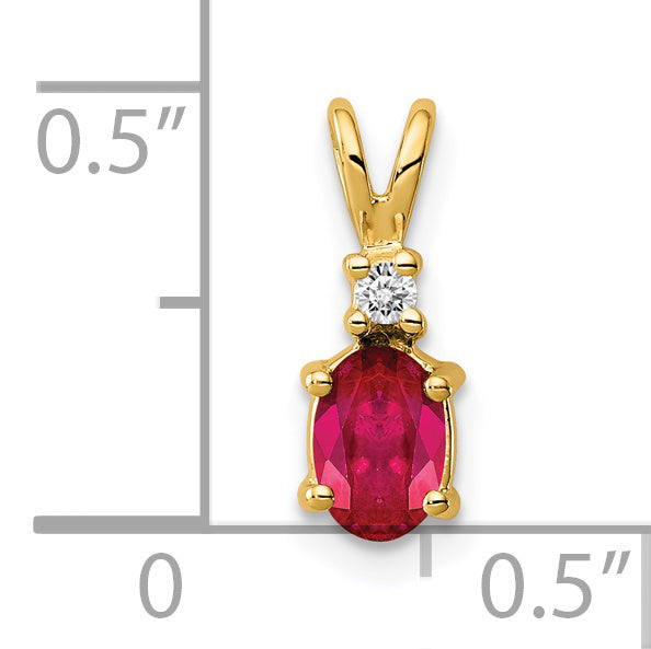 14k 6x4mm Oval Ruby AA Diamond pendant