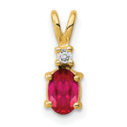 14k 6x4mm Oval Ruby AA Diamond pendant