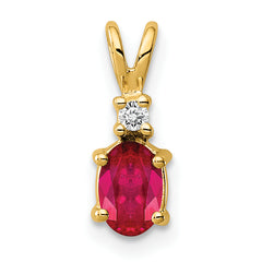 14k 6x4mm Oval Ruby AA Diamond pendant