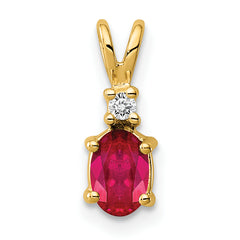 14K 6x4mm Oval Ruby AA Diamond pendant