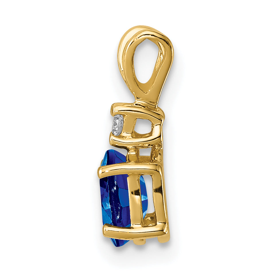 14k Sapphire Diamond pendant Secondary image