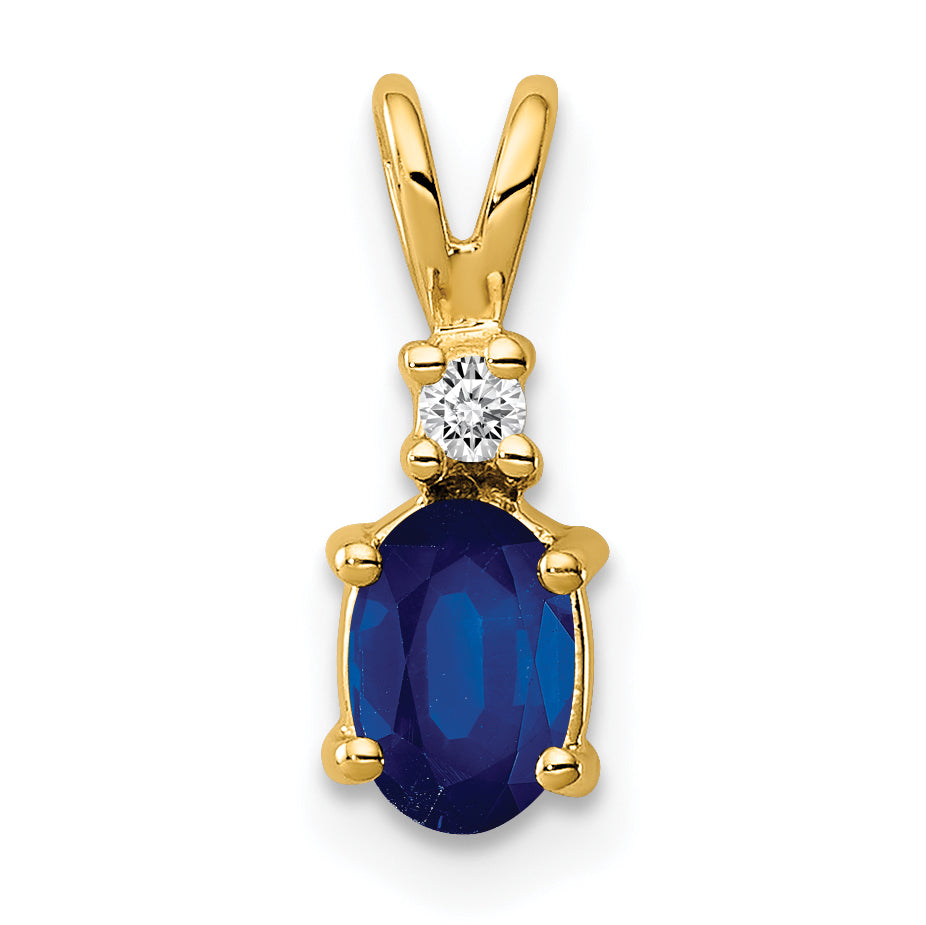 14k Sapphire Diamond pendant Main image