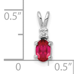 14k White Gold 6x4mm Oval Ruby AA Diamond pendant