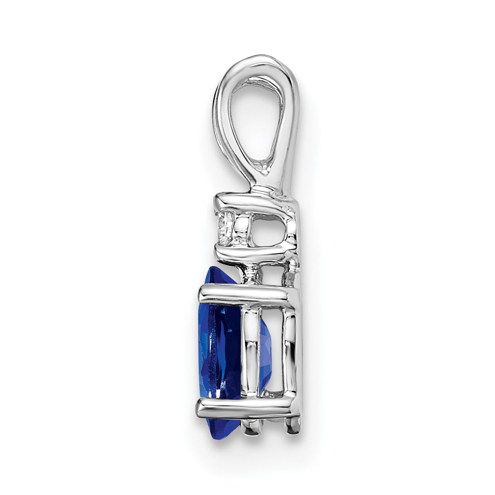 14k White Gold 6x4mm Oval Sapphire AA Diamond pendant Secondary image