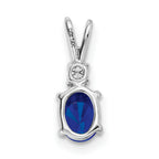 14k White Gold 6x4mm Oval Sapphire AA Diamond pendant