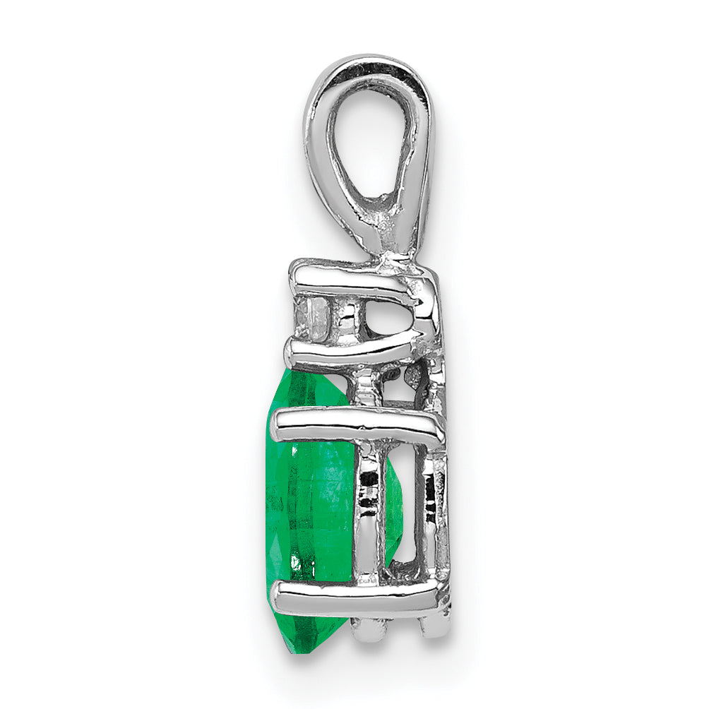 14k White Gold Emerald Diamond pendant Secondary image